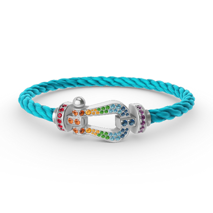 [⭐Mirelle]FORC LARGE HORSESHOE  COLORED DIAMOND BRACELET SILVER