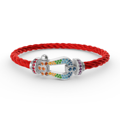 [⭐Mirelle]FORC LARGE HORSESHOE  COLORED DIAMOND BRACELET SILVER