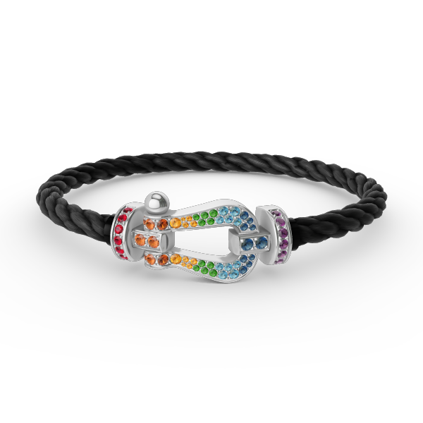 [⭐Mirelle]FORC LARGE HORSESHOE  COLORED DIAMOND BRACELET SILVER