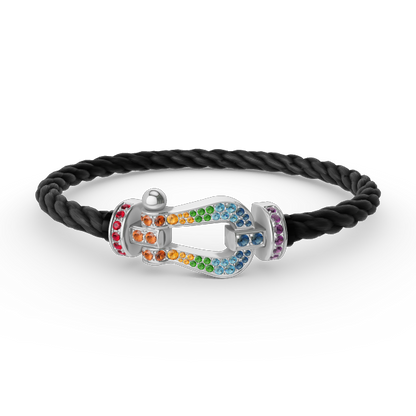 [⭐Mirelle]FORC LARGE HORSESHOE  COLORED DIAMOND BRACELET SILVER