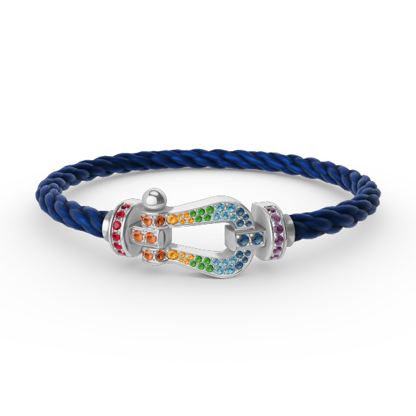 [⭐Mirelle]FORC LARGE HORSESHOE  COLORED DIAMOND BRACELET SILVER