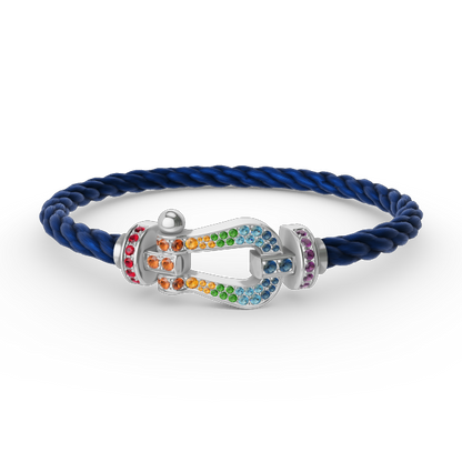 [⭐Mirelle]FORC LARGE HORSESHOE  COLORED DIAMOND BRACELET SILVER
