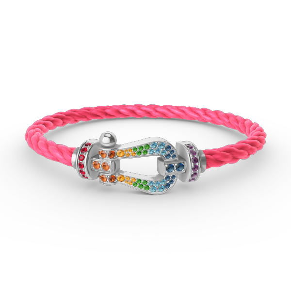 [⭐Mirelle]FORC LARGE HORSESHOE  COLORED DIAMOND BRACELET SILVER