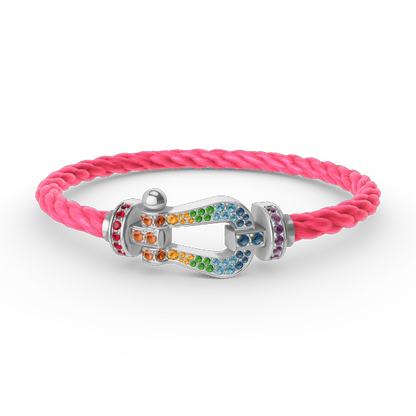 [⭐Mirelle]FORC LARGE HORSESHOE  COLORED DIAMOND BRACELET SILVER