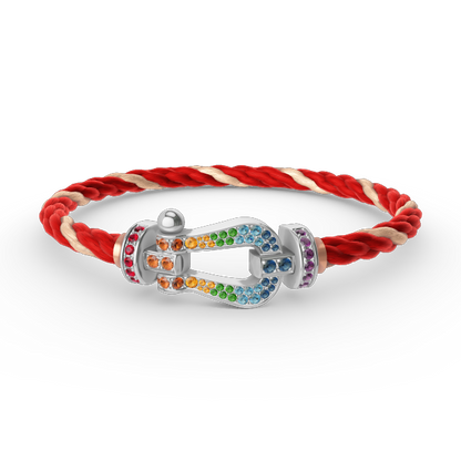[⭐Mirelle]FORC LARGE HORSESHOE  COLORED DIAMOND BRACELET SILVER