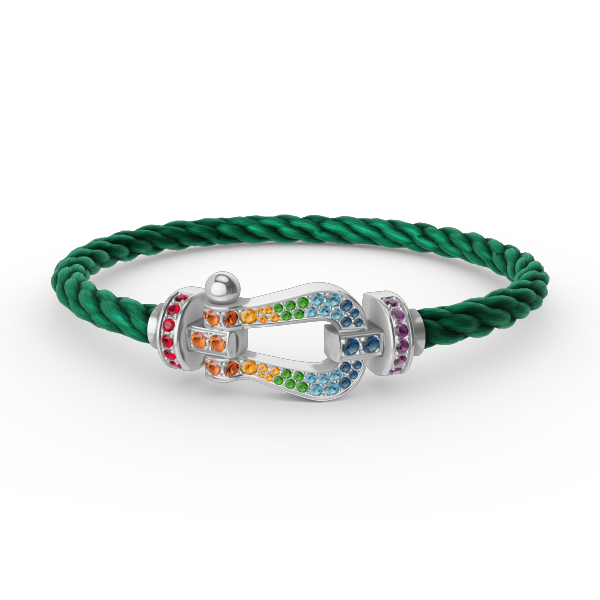 [⭐Mirelle]FORC LARGE HORSESHOE  COLORED DIAMOND BRACELET SILVER