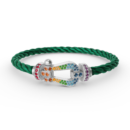 [⭐Mirelle]FORC LARGE HORSESHOE  COLORED DIAMOND BRACELET SILVER