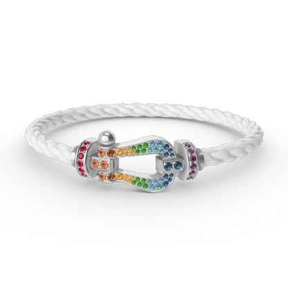 [⭐Mirelle]FORC LARGE HORSESHOE  COLORED DIAMOND BRACELET SILVER