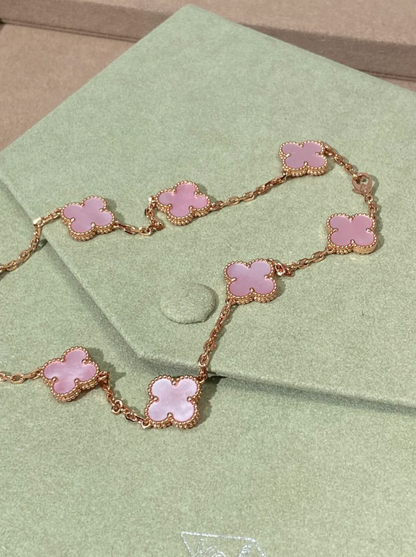 [⭐Mirelle Jewellery] Pink Necklace with Ten Clover Designs