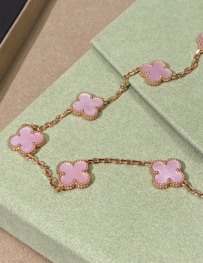 [⭐Mirelle Jewellery] Pink Necklace with Ten Clover Designs