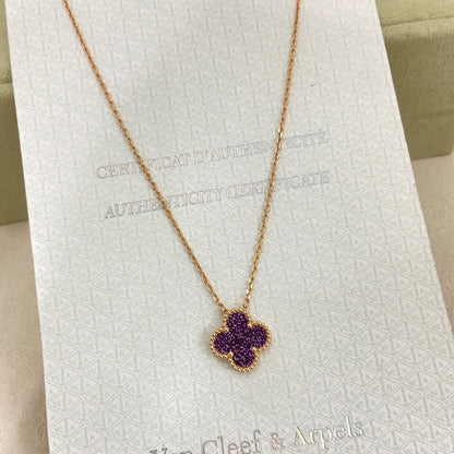 [⭐Mirelle]NEW 15MM PURPLE SAND-GOLD FOUR-LEAF CLOVER NECKLACE