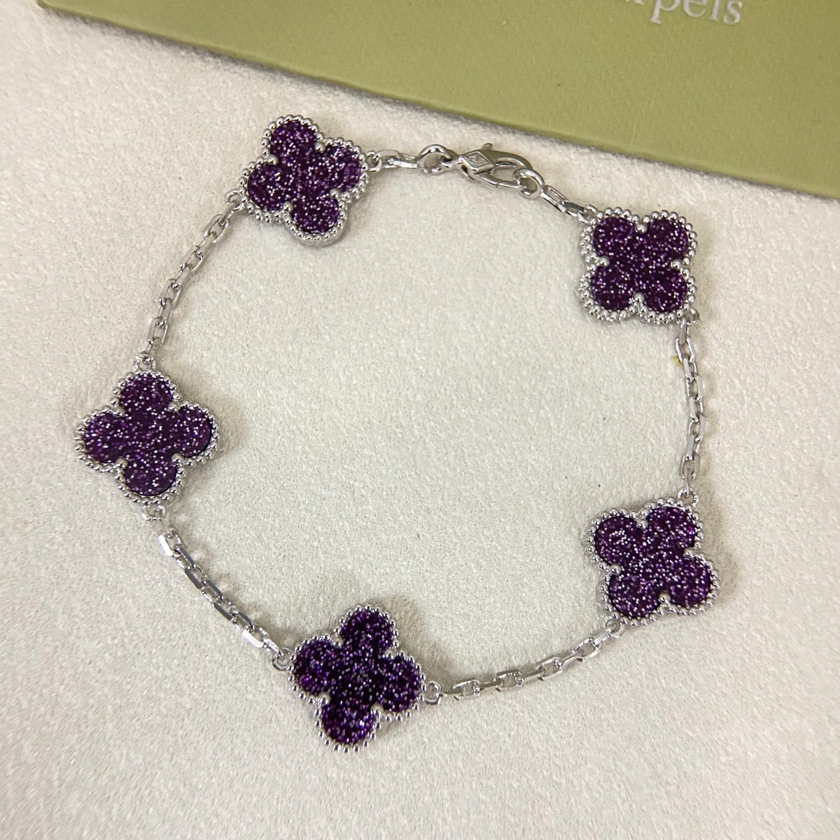 [⭐Mirelle]NEW PURPLE SAND-GOLD FOUR-LEAF CLOVER 5-FLOWER BRACELET