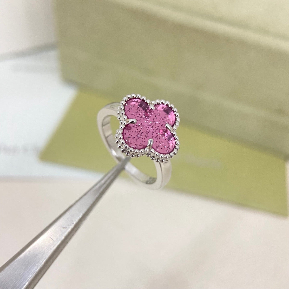 [⭐Mirelle]NEW ROSE QUARTZ FOUR-LEAF CLOVER RING