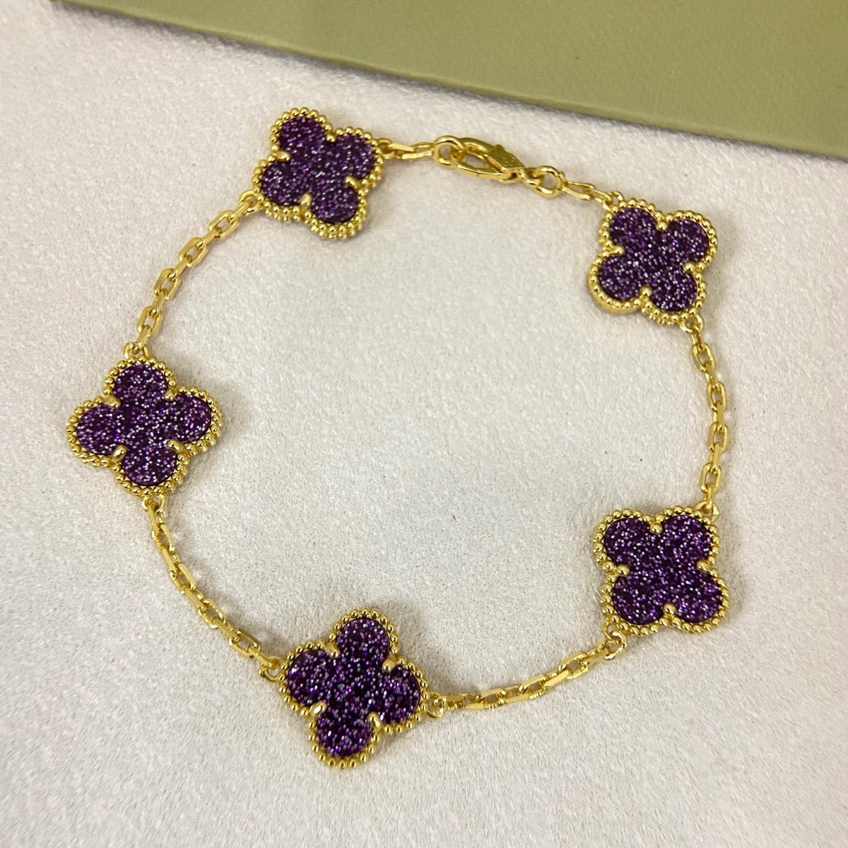 [⭐Mirelle]NEW PURPLE SAND-GOLD FOUR-LEAF CLOVER 5-FLOWER BRACELET