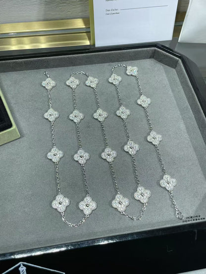 [⭐Mirelle]CLOVER 20 MOTIFS FULL-DIAMOND NECKLACE