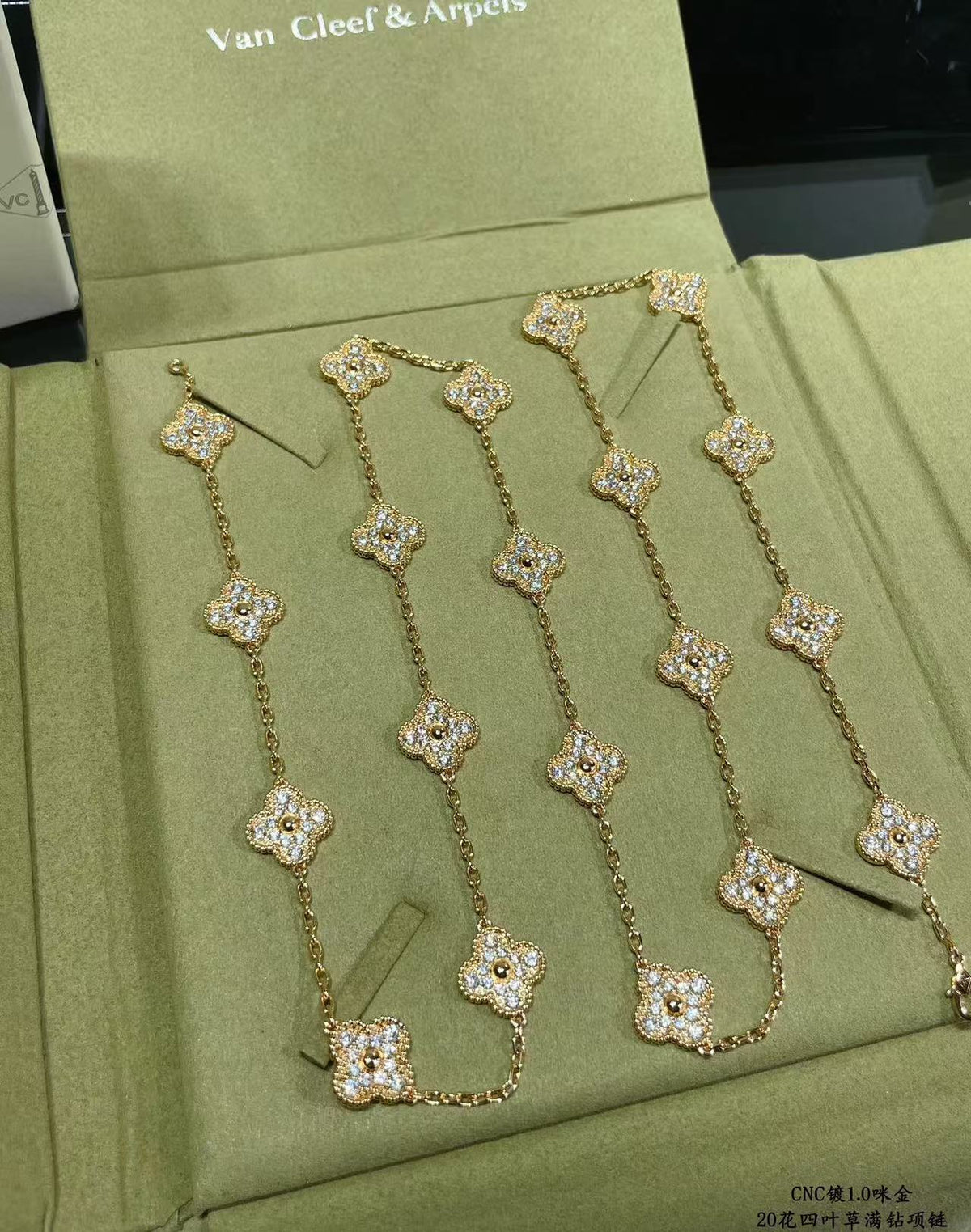 [⭐Mirelle]CLOVER 20 MOTIFS FULL-DIAMOND NECKLACE