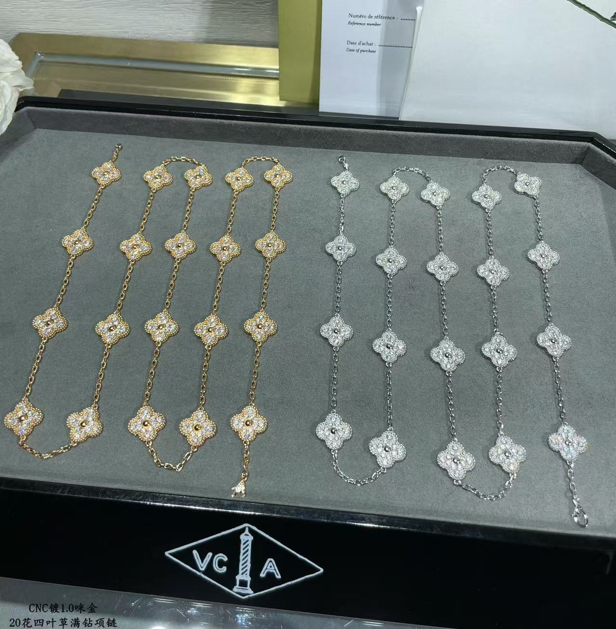 [⭐Mirelle]CLOVER 20 MOTIFS FULL-DIAMOND NECKLACE