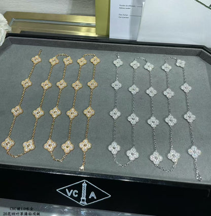 [⭐Mirelle]CLOVER 20 MOTIFS FULL-DIAMOND NECKLACE