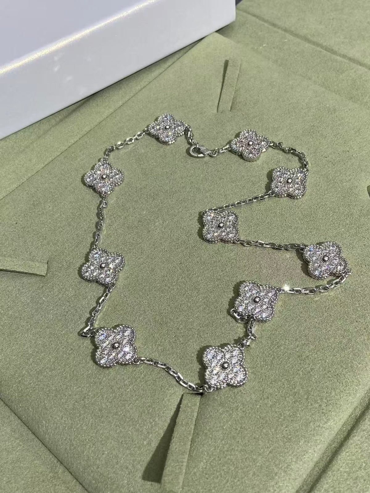 [⭐Mirelle]CLOVER 10 MOTIFS  FULL DIAMOND NECKLACE