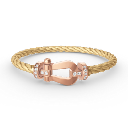 [⭐Mirelle]FORCE LARGE HORSESHOE HALF DIAMOND BRACELET ROSE GOLD