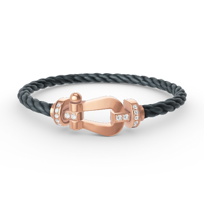 [⭐Mirelle]FORCE LARGE HORSESHOE HALF DIAMOND BRACELET ROSE GOLD