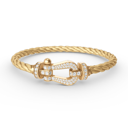 [⭐Mirelle]FORCE LARGE HORSESHOE FULL DIAMOND BRACELET GOLD