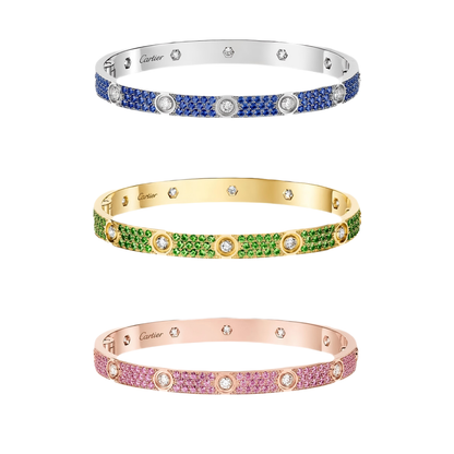 [⭐Mirelle]2026 PAVE GEMSTONE LOVE BRACELET 6.1MM 10 DIAMONDS