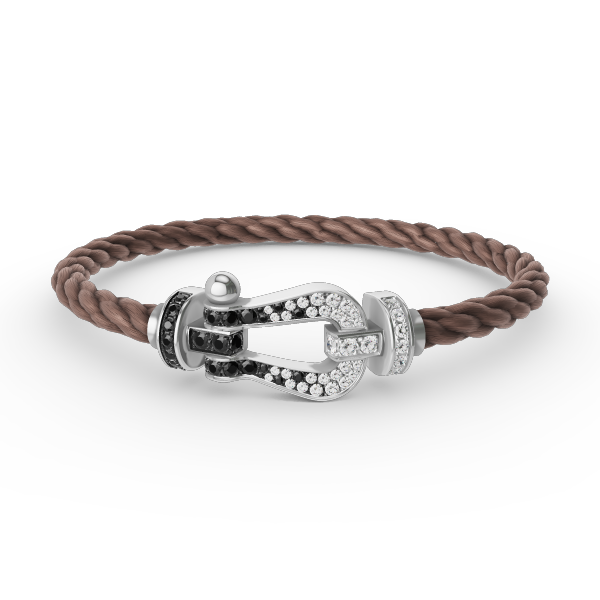 [⭐Mirelle]FORCE LARGE HORSESHOE BLACK WHITE DIAMOND BRACELET SILVER