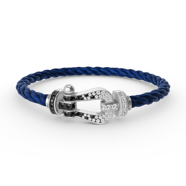 [⭐Mirelle]FORCE LARGE HORSESHOE BLACK WHITE DIAMOND BRACELET SILVER