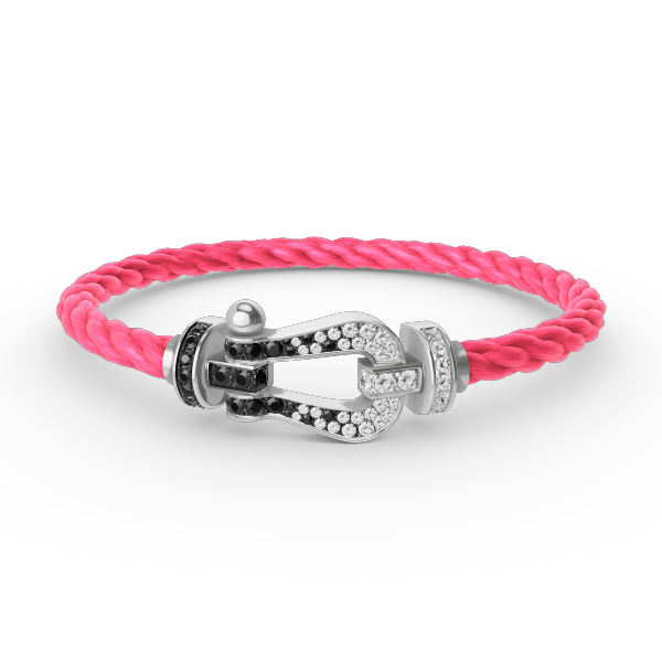[⭐Mirelle]FORCE LARGE HORSESHOE BLACK WHITE DIAMOND BRACELET SILVER