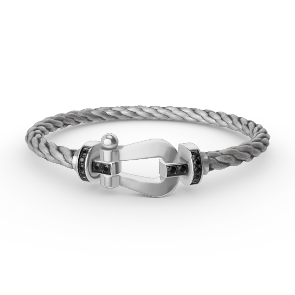 [⭐Mirelle]FORCE LARGE HORSESHOE BLACK DIAMOND BRACELET SILVER