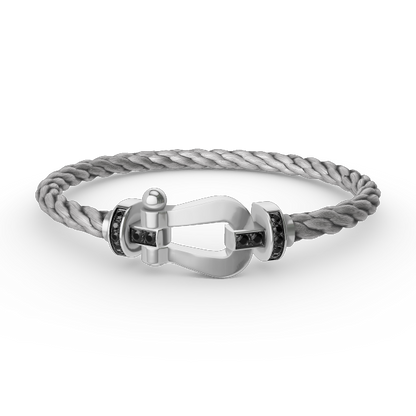 [⭐Mirelle]FORCE LARGE HORSESHOE BLACK DIAMOND BRACELET SILVER