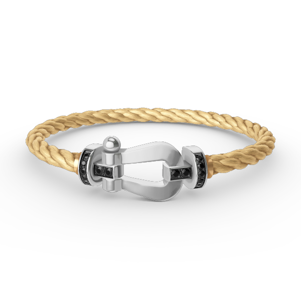 [⭐Mirelle]FORCE LARGE HORSESHOE BLACK DIAMOND BRACELET SILVER