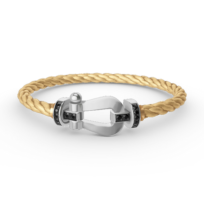 [⭐Mirelle]FORCE LARGE HORSESHOE BLACK DIAMOND BRACELET SILVER