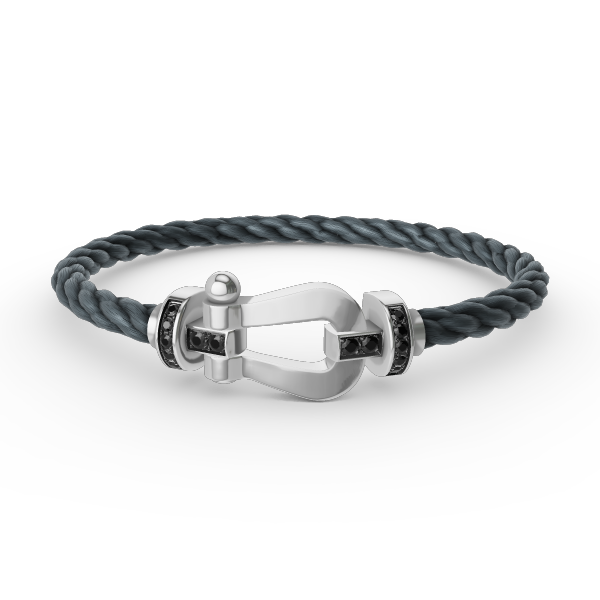 [⭐Mirelle]FORCE LARGE HORSESHOE BLACK DIAMOND BRACELET SILVER
