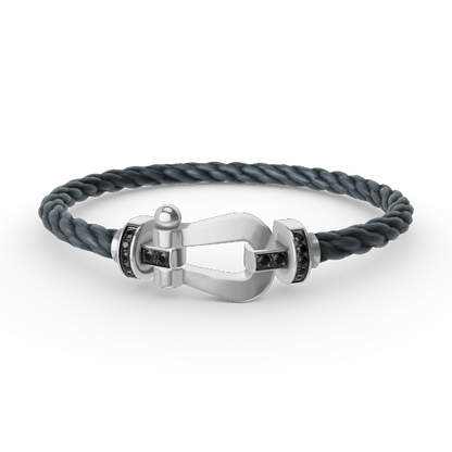 [⭐Mirelle]FORCE LARGE HORSESHOE BLACK DIAMOND BRACELET SILVER