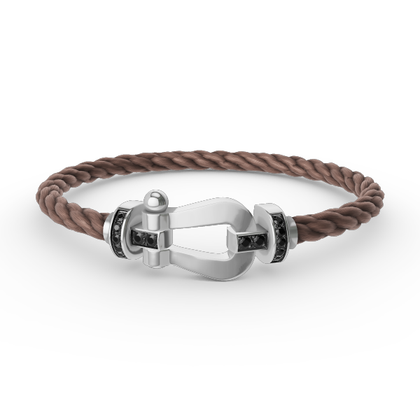 [⭐Mirelle]FORCE LARGE HORSESHOE BLACK DIAMOND BRACELET SILVER