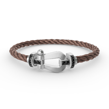[⭐Mirelle]FORCE LARGE HORSESHOE BLACK DIAMOND BRACELET SILVER