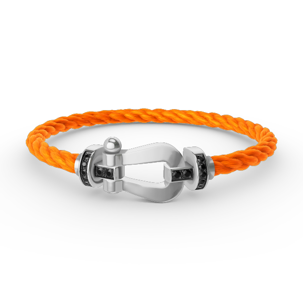 [⭐Mirelle]FORCE LARGE HORSESHOE BLACK DIAMOND BRACELET SILVER