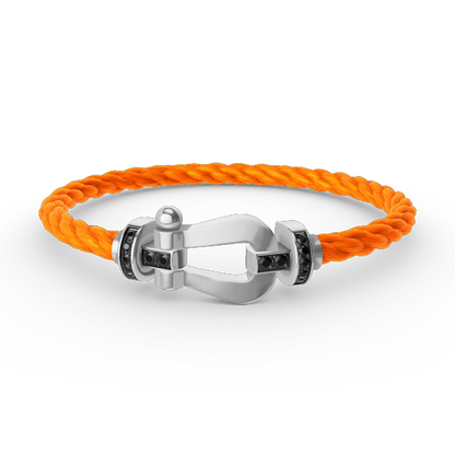 [⭐Mirelle]FORCE LARGE HORSESHOE BLACK DIAMOND BRACELET SILVER
