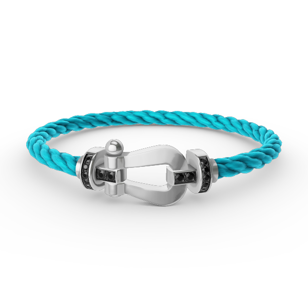 [⭐Mirelle]FORCE LARGE HORSESHOE BLACK DIAMOND BRACELET SILVER