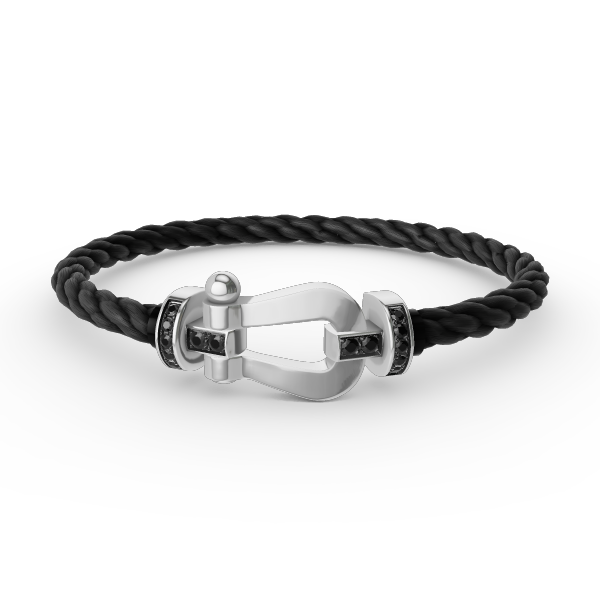 [⭐Mirelle]FORCE LARGE HORSESHOE BLACK DIAMOND BRACELET SILVER