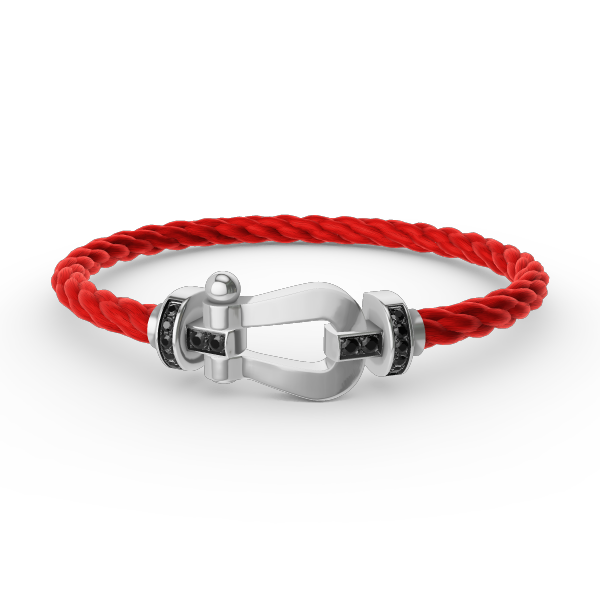 [⭐Mirelle]FORCE LARGE HORSESHOE BLACK DIAMOND BRACELET SILVER