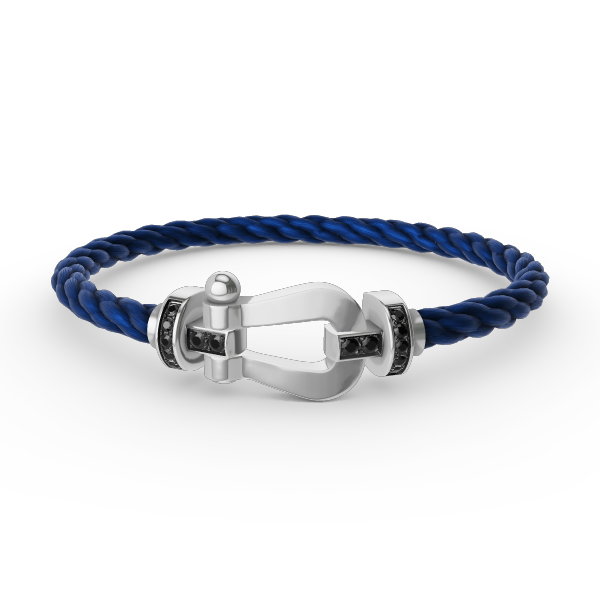 [⭐Mirelle]FORCE LARGE HORSESHOE BLACK DIAMOND BRACELET SILVER