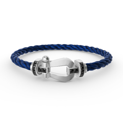[⭐Mirelle]FORCE LARGE HORSESHOE BLACK DIAMOND BRACELET SILVER