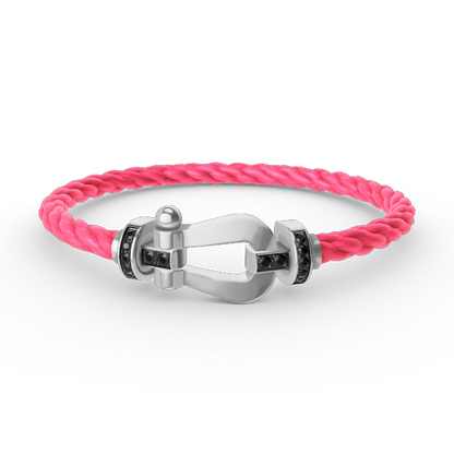 [⭐Mirelle]FORCE LARGE HORSESHOE BLACK DIAMOND BRACELET SILVER