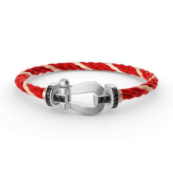 [⭐Mirelle]FORCE LARGE HORSESHOE BLACK DIAMOND BRACELET SILVER