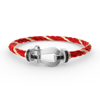 [⭐Mirelle]FORCE LARGE HORSESHOE BLACK DIAMOND BRACELET SILVER