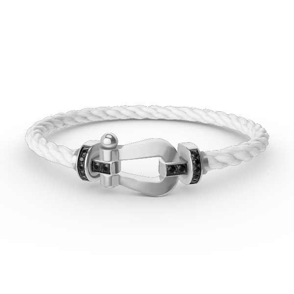 [⭐Mirelle]FORCE LARGE HORSESHOE BLACK DIAMOND BRACELET SILVER