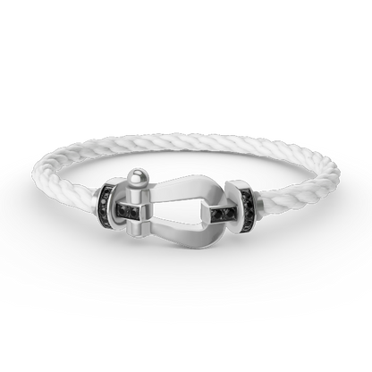 [⭐Mirelle]FORCE LARGE HORSESHOE BLACK DIAMOND BRACELET SILVER